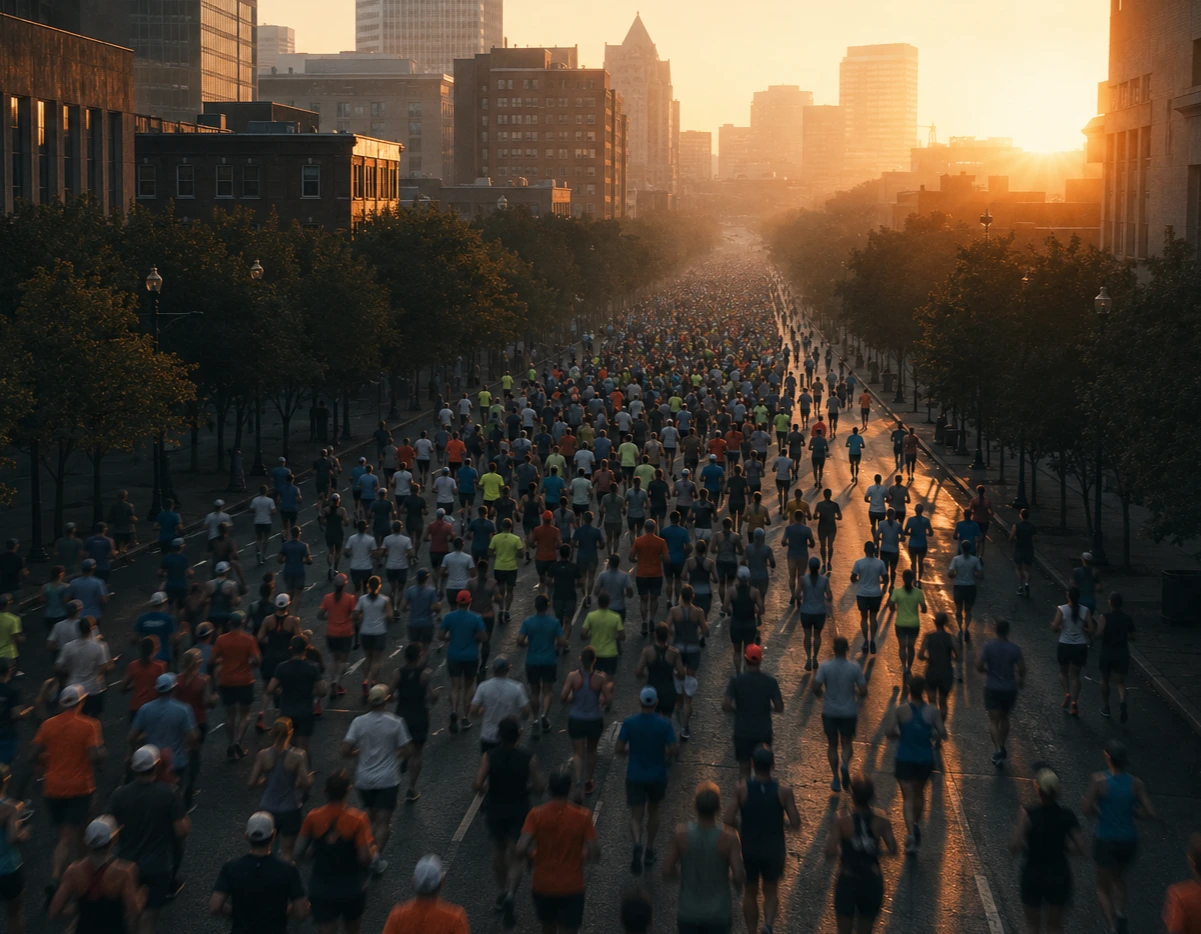 Runners downtown